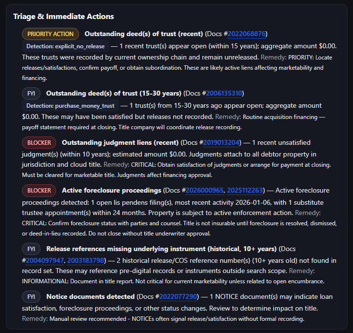 Triage and Immediate Actions screenshot